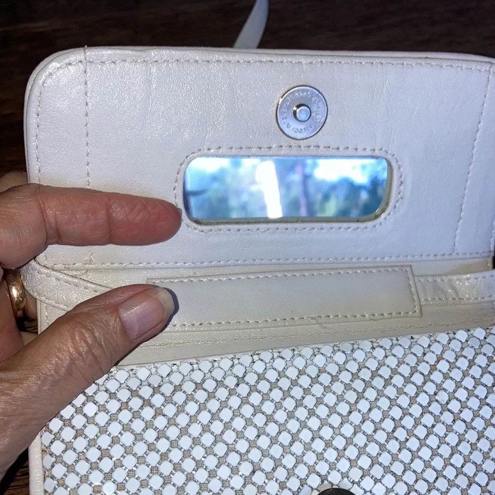 WHITING and DAVIS INT’L wh. enamel pieced metal clutch or shoulder bag $59 - Picture 8 of 12